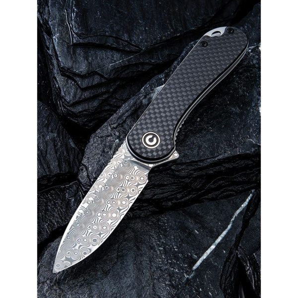 Civivi Elementum Damascus Linerlock Carbon Fiber Black