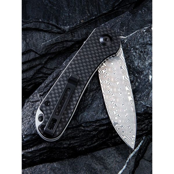 Civivi Elementum Damascus Linerlock Carbon Fiber Black