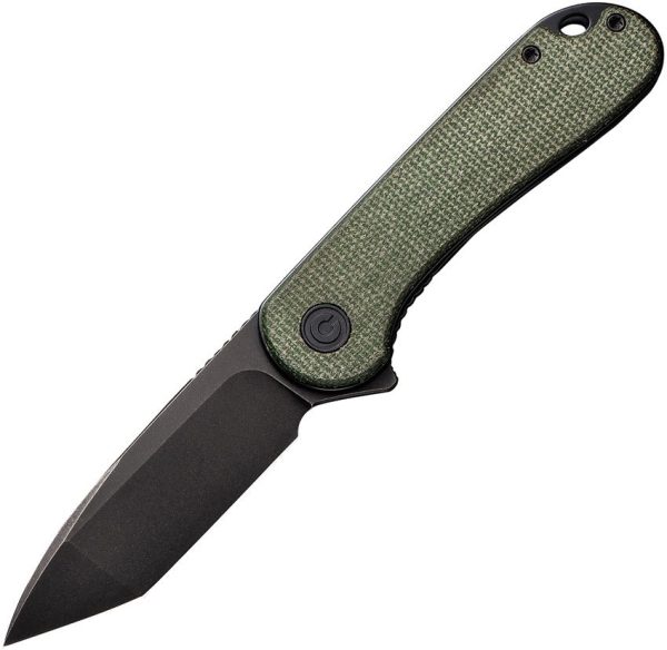 Civivi Elementum Linerlock - Black Stonewash D2 Tanto Green Micarta
