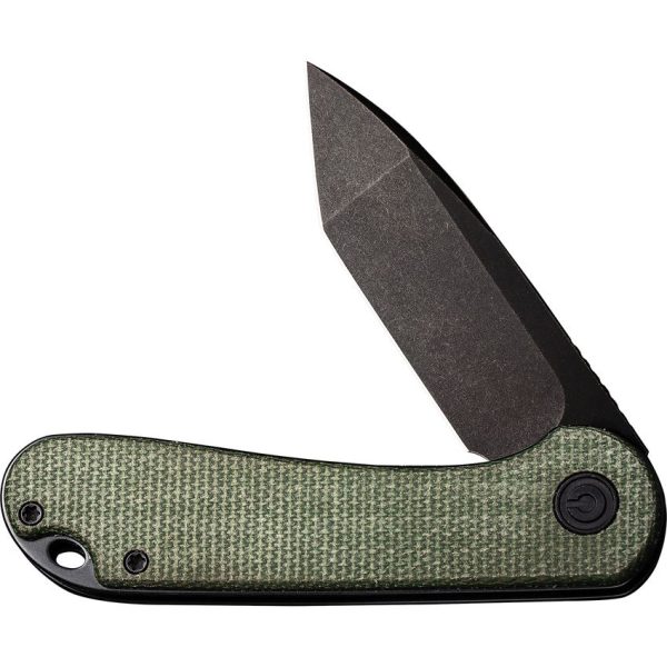 Civivi Elementum Linerlock - Black Stonewash D2 Tanto Green Micarta
