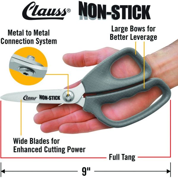 CL19972_add_02.jpg Clauss Titanium Non Stick Shear 9in - Gray Rubber Handle