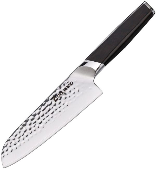 Coolhand Santoku Ebony Handle - 7in Hammered 440C