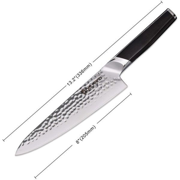 Coolhand Chef's Knife Ebony Hammered 440C