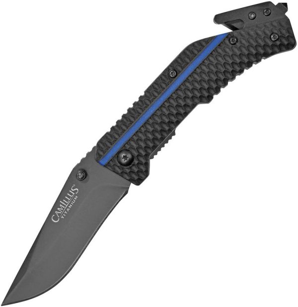 CM19653.jpg Camillus Thin Blue Line Assisted Opening Linerlock Folding Knife