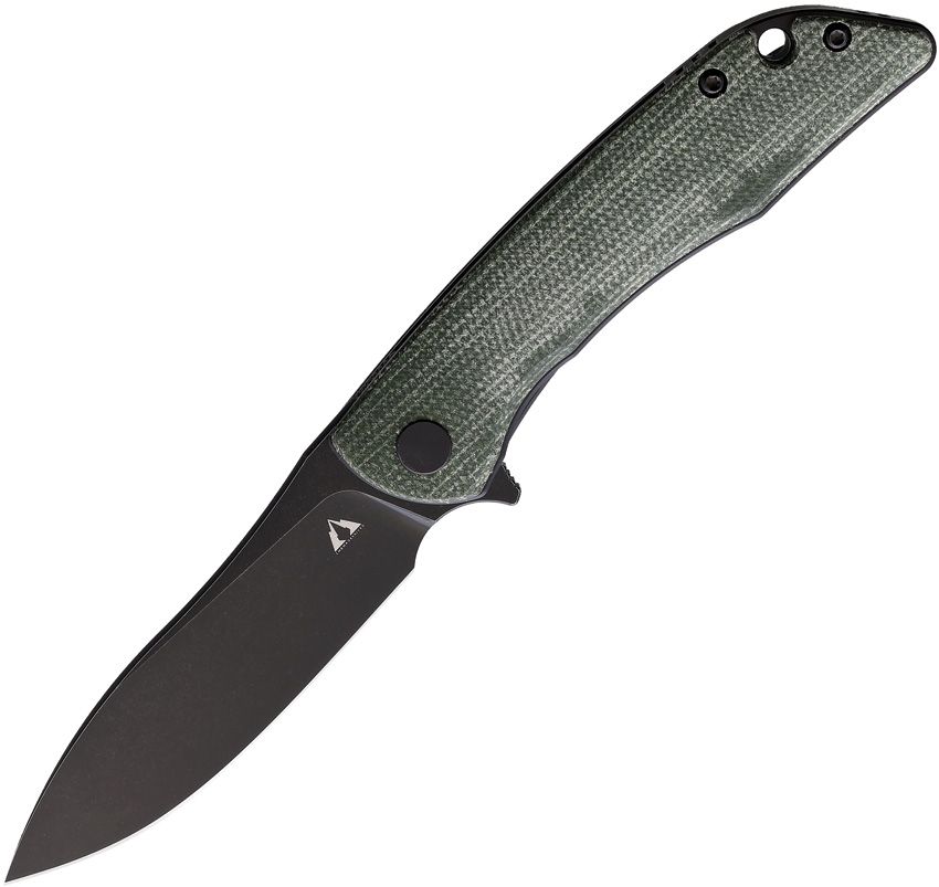 CMB Made Knives Blaze Folding Knife 3" D2 Black Blade Green Micarta Linerlock