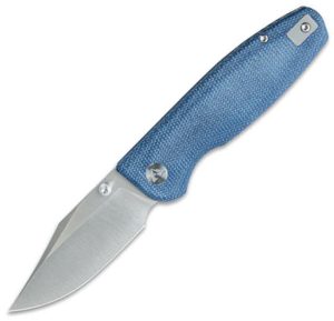 CMB Made Lucky Linerlock Blue Micarta Folding Knife 14C28N