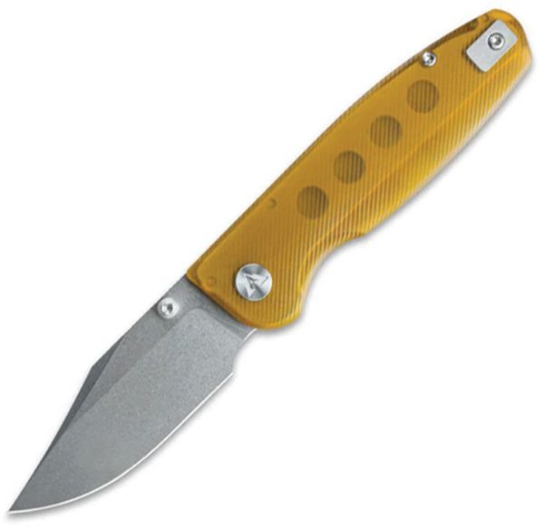 CMB Made Lucky Linerlock 14C28N Folding Knife Amber PEI