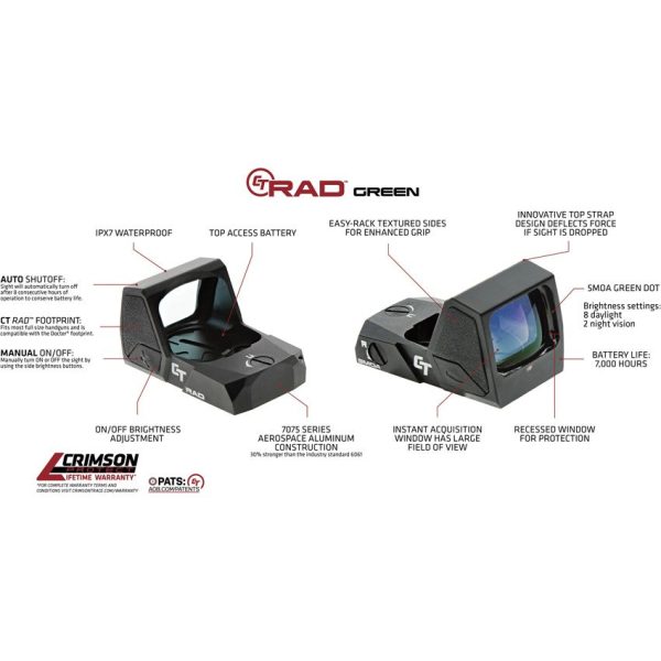 Crimson Trace CT-RAD Green Dot Sight 3 MOA Pistol Red Dot