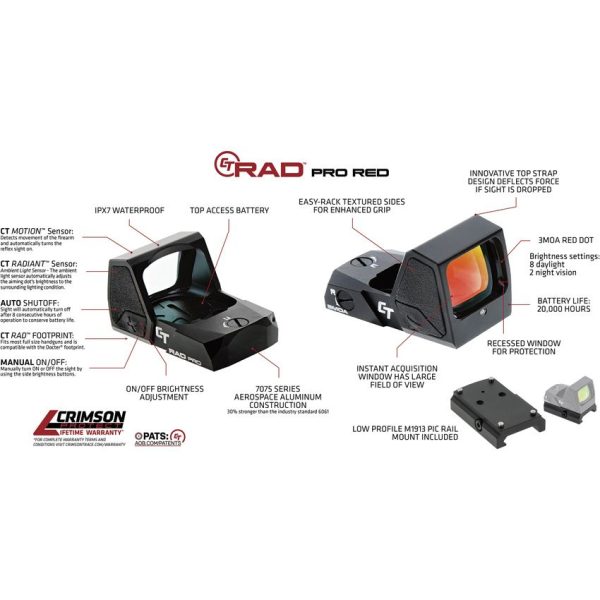 Crimson Trace CT-RAD Pro Sight Red Dot 3 MOA Handgun
