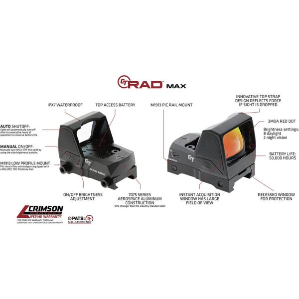 Crimson Trace CT-RAD Max Red Dot Sight Picatinny Rail