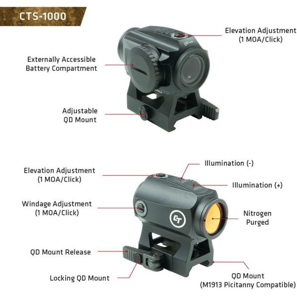 Crimson Trace Tactical Red Dot Rifle Sight QD Picatinny Mount