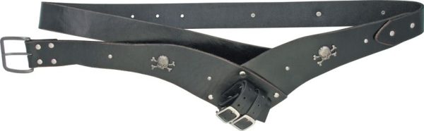 Black Leather Belt with Universal Frog Sword Dirk Holder