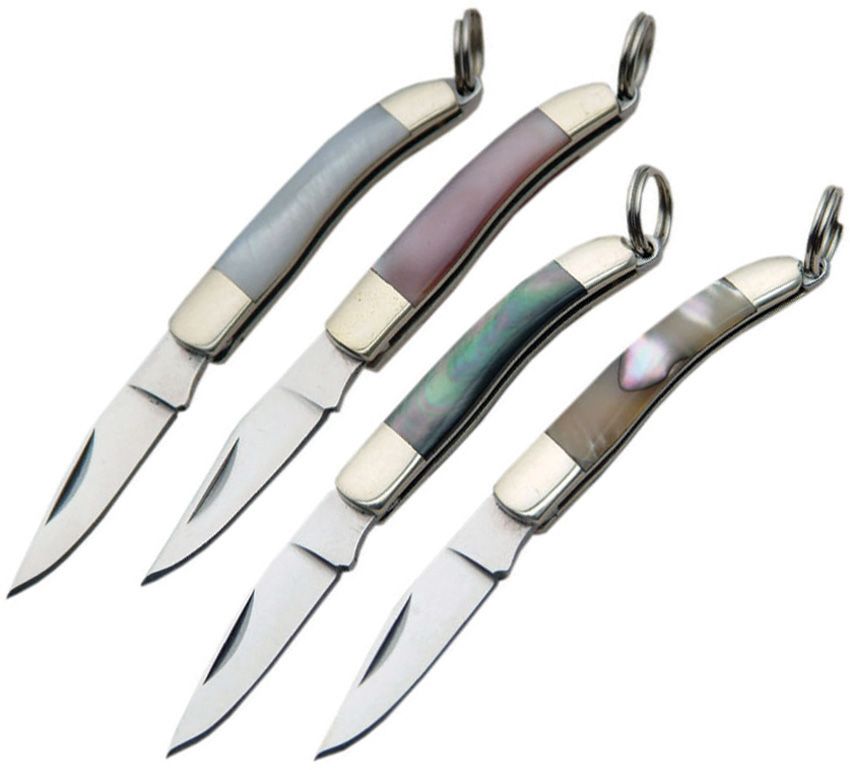 Rite Edge Keychain Knife Set Folding Knives Mother of Pearl 1.5 Closed