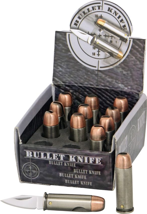 Bullet Knife Display 12pc Stainless Steel Folding Pocket Knife Set