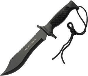 CN211138BK.jpg China Made Combat Knife Black - 7 Inch Sawback Blade