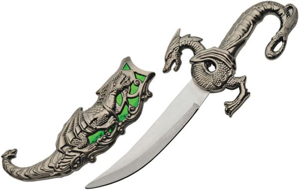 Rite Edge Green Dragon Dagger - Metal Alloy Handle Satin Blade