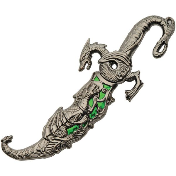 Rite Edge Green Dragon Dagger - Metal Alloy Handle Satin Blade