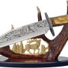 Bowie Knife Fixed Blade Stainless 9.25" Stag Handle Display Stand