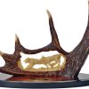 Bowie Knife 9.25" Stainless Blade Stag Handle Wolf Display Stand