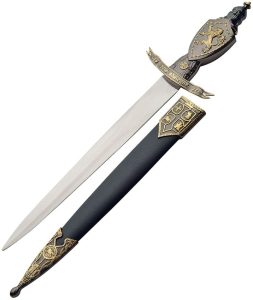 China Made Lion Crusader Dagger - Gold & Black Finish