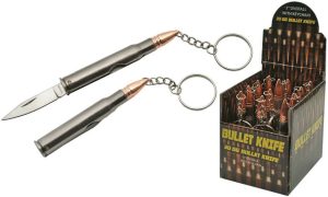 CN211345.jpg Bullet Keychain Knife 12pc Stainless Blade Folding EDC