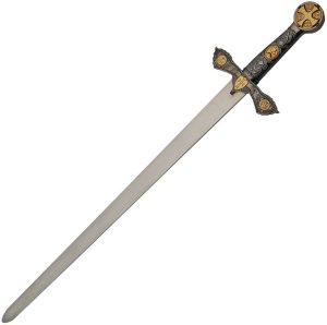 Knights Templar Sword 22" Stainless Blade Gold Handle Fixed