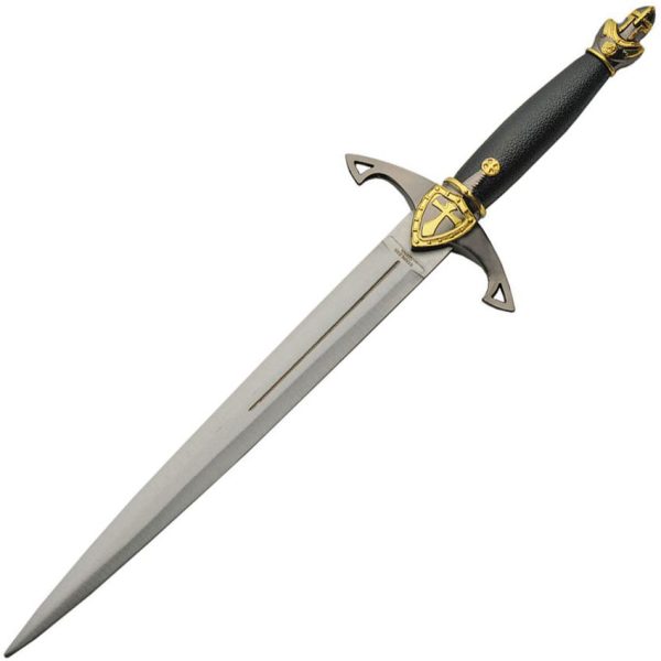 CN211445GD.jpg China Made Knights Dagger Gold - Fixed Blade