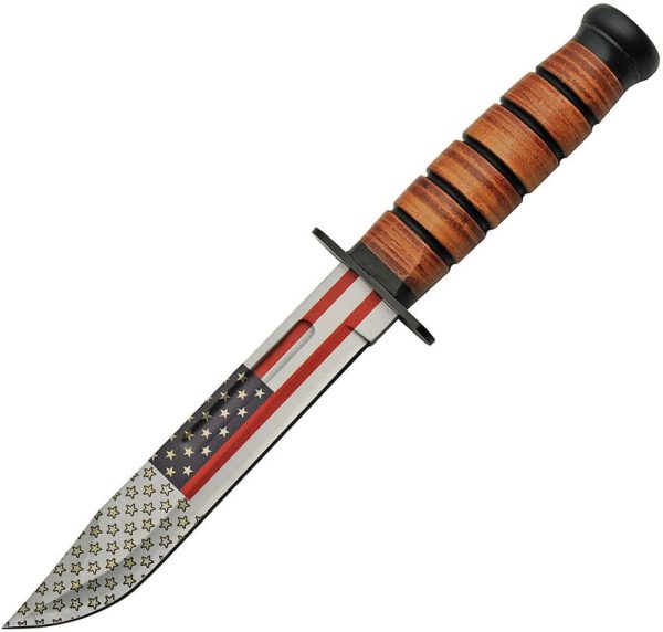 Rite Edge Flag Combat Fighter Bowie - Stacked Leather Handle