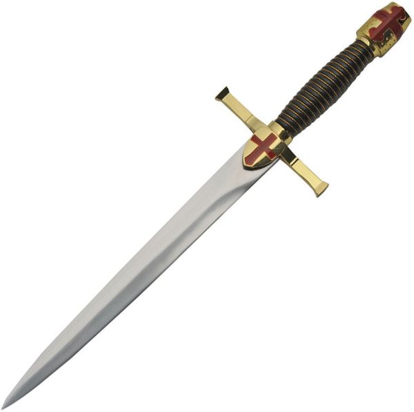 China Made Gold Crusader Dagger - 9.5in Stainless