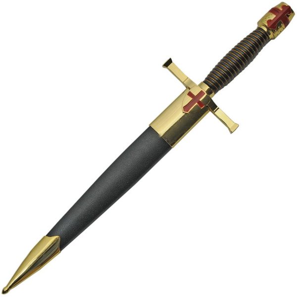 China Made Gold Crusader Dagger - 9.5in Stainless