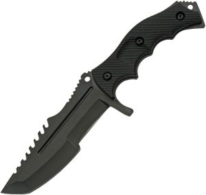 Rite Edge Hunter Black Fixed Blade - Sawback Stainless