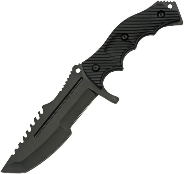 Rite Edge Hunter Black Fixed Blade - Sawback Stainless