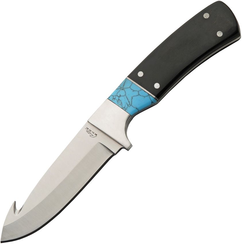 China Made 4" Guthook Fixed Blade Knife with Black Pakkawood Handle