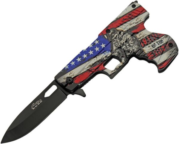 Rite Edge Gun Linerlock A/O Freedom - Black Stainless