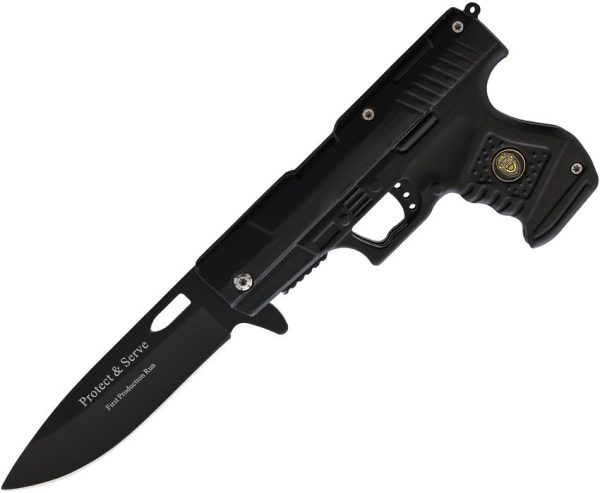 CN300227PO.jpg Rite Edge Gun Linerlock Police - Black Handle