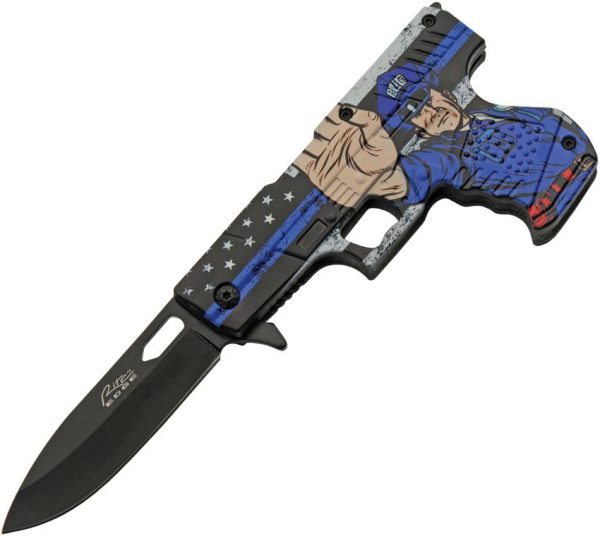 Rite Edge Gun Linerlock A/O Police - Black Stainless