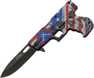 CN300227SK.jpg Rite Edge Gun Linerlock A/O Skull Flag - Black Stainless