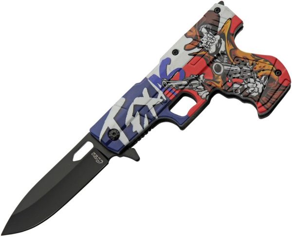 Rite Edge Gun Linerlock A/O Texas - Black Stainless