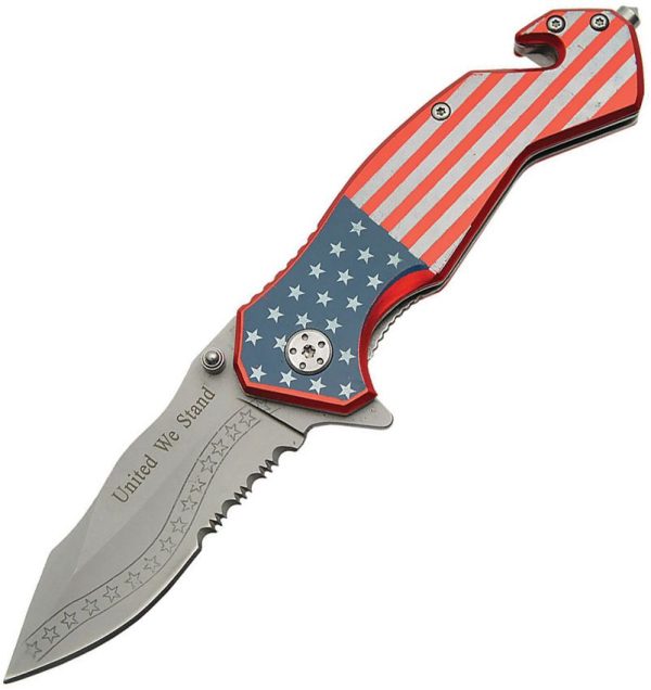 Rite Edge USA Flag Linerlock - Partially Serrated Aluminum