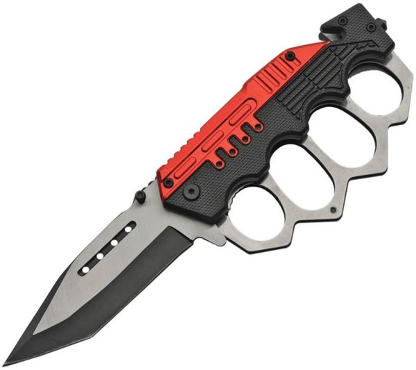 Rite Edge Combat Trench Linerlock Red Tanto Knife