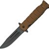 Rite Edge Linerlock Assisted Brown Rubber Handle Knife