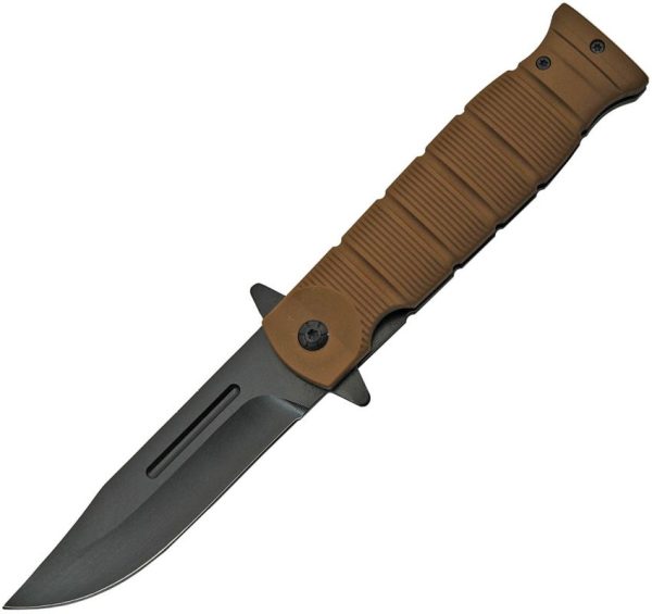 Rite Edge Linerlock Assisted Brown Rubber Handle Knife