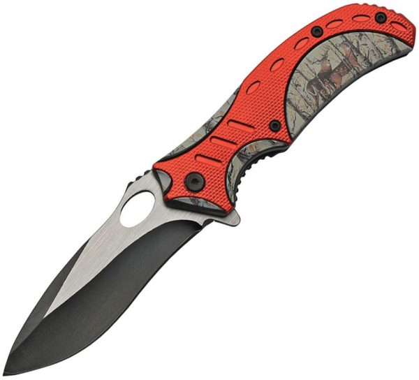China Made Deer Linerlock A/O - Two-Tone Blade