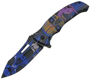 China Made Cat Eye Linerlock Blue Folding Knife