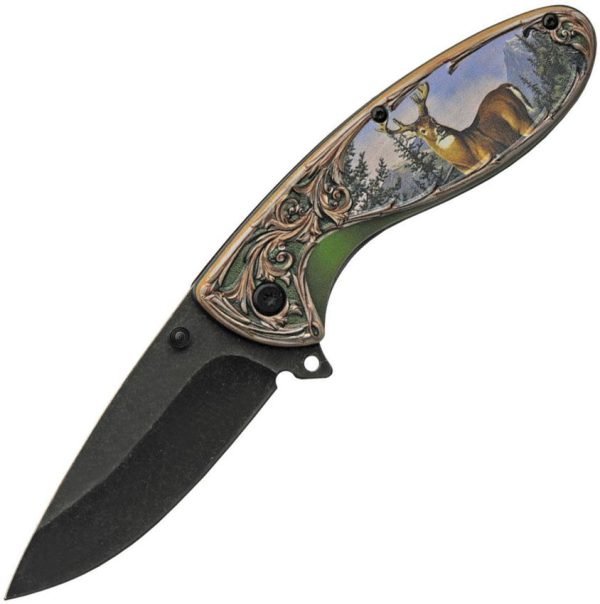 China Made Wildlife Linerlock Deer Folding Knife