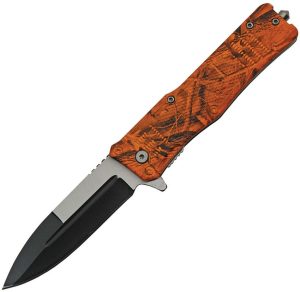 China Made Camo Assisted Opening Linerlock Orange