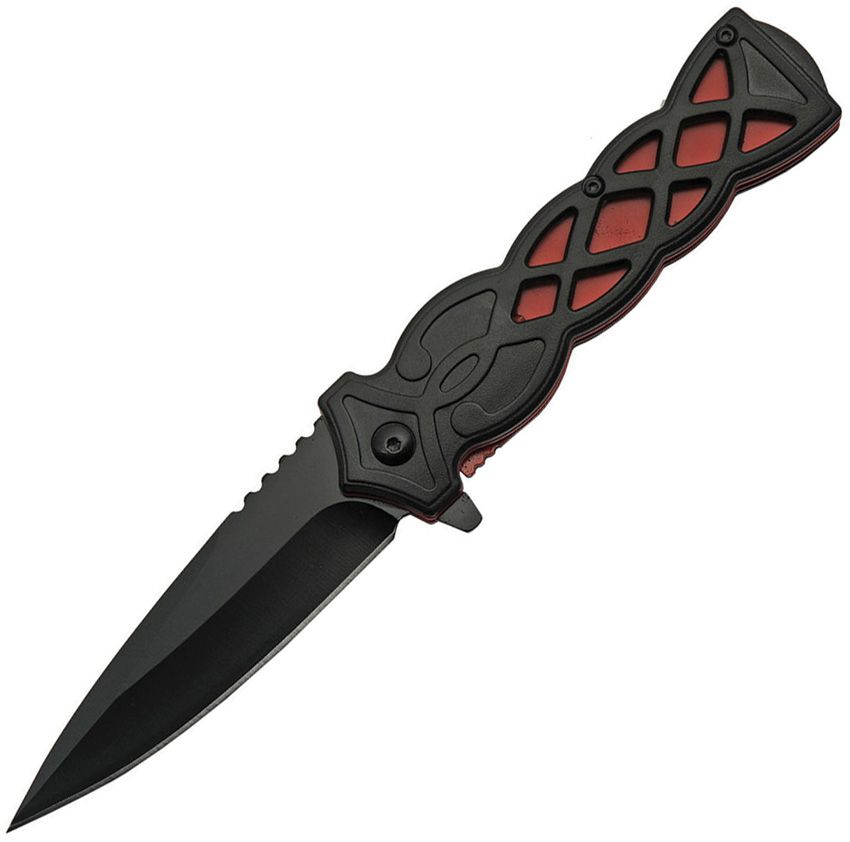 China Made Celtic Linerlock Assisted Opening Folding Knife 3.5" Black