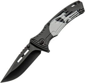 China Made Punisher Skull Linerlock A/O - Black