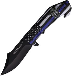 Rite Edge Back The Blue Linerlock - Black Finish