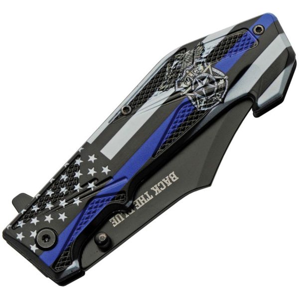 Rite Edge Back The Blue Linerlock - Black Finish